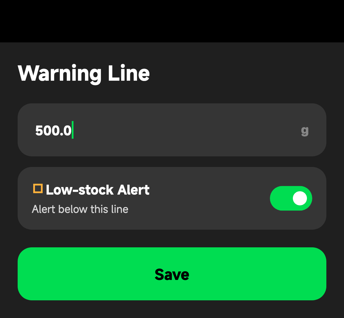 Warning line bottom sheet