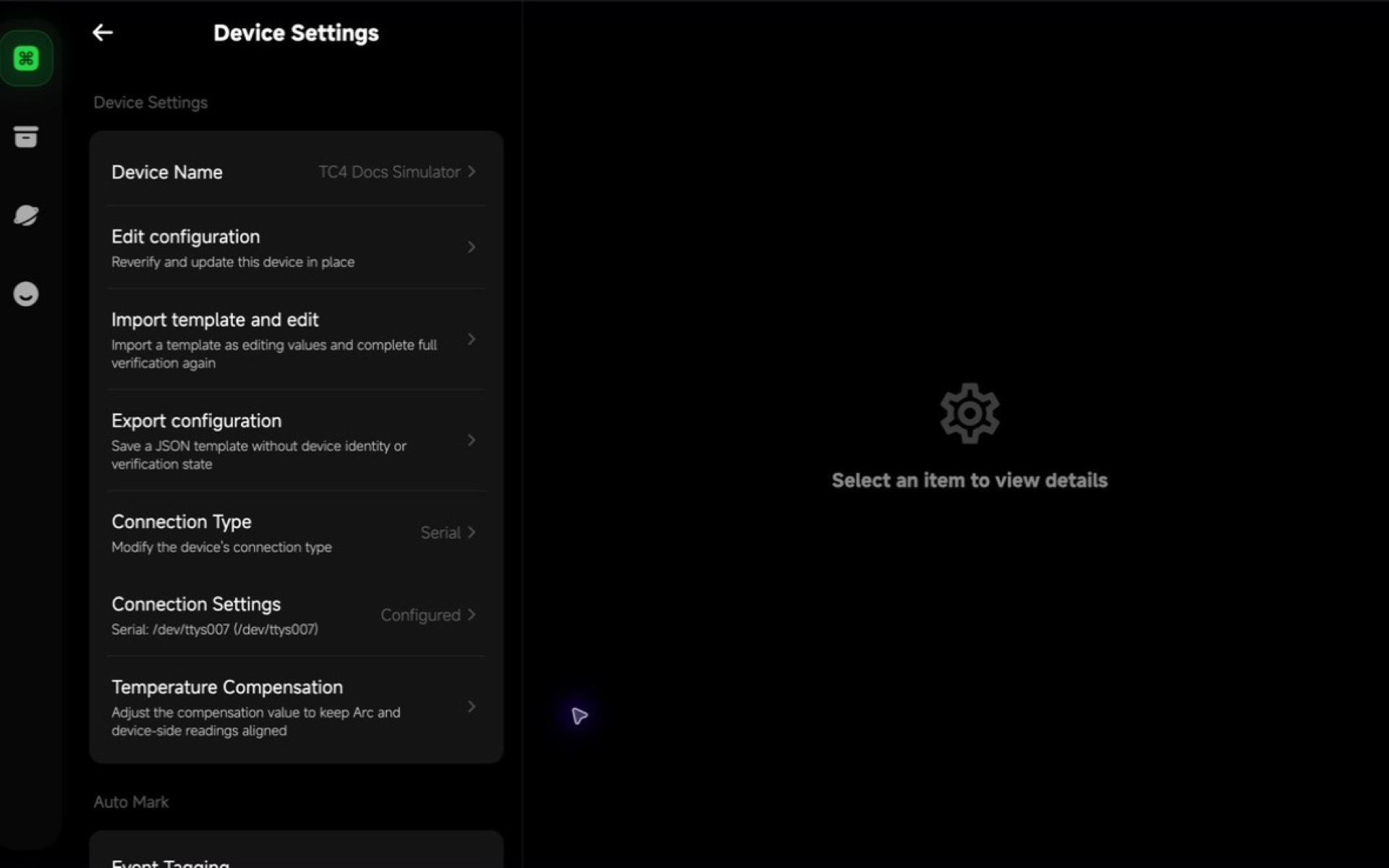 Custom TC4 device settings