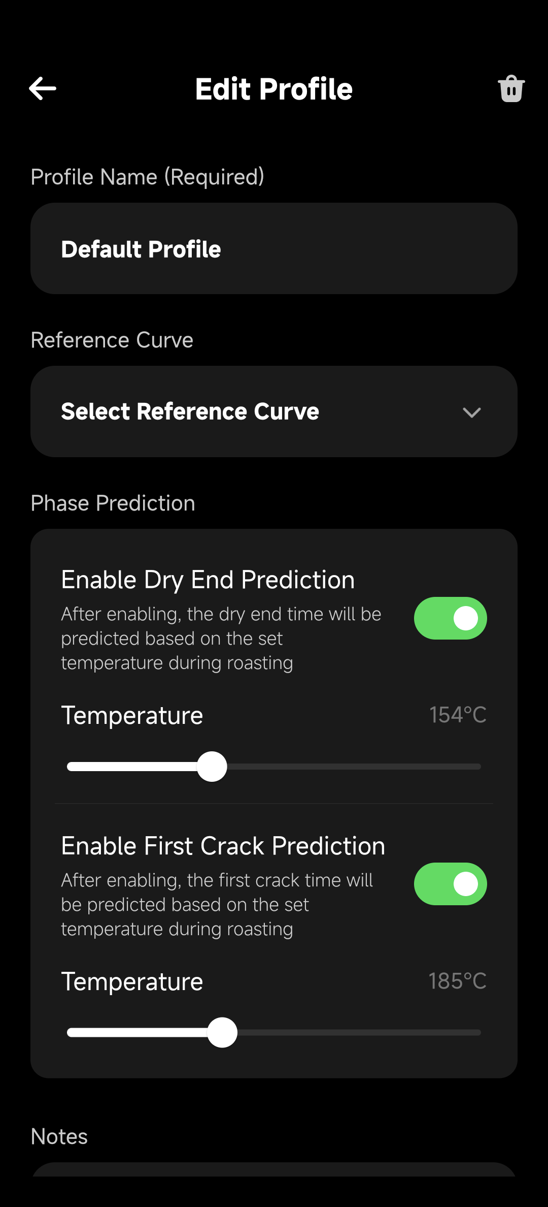 Roast Profile Detail Page